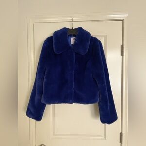 So Junior Blue Faux Fur women jacket Size M/ 6~8